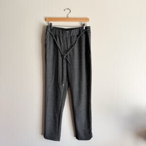 Tribal Black + White Checkered Pull On Elastic Waist Sweater Pants - Medium
